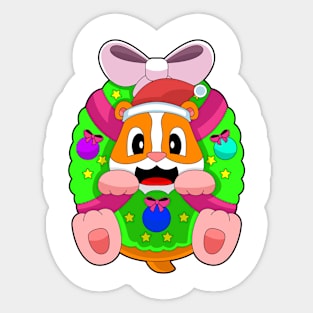 Hamster Christmas Ribbon Sticker